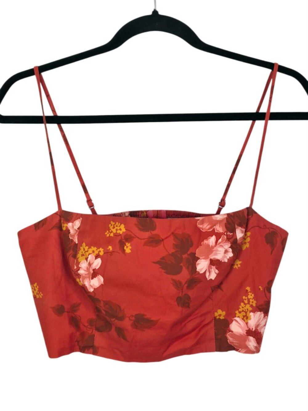 Reformation Amor Two Piece Set Coral Bloom Orange Floral Top Skirt Size 4 - Picture 5 of 13